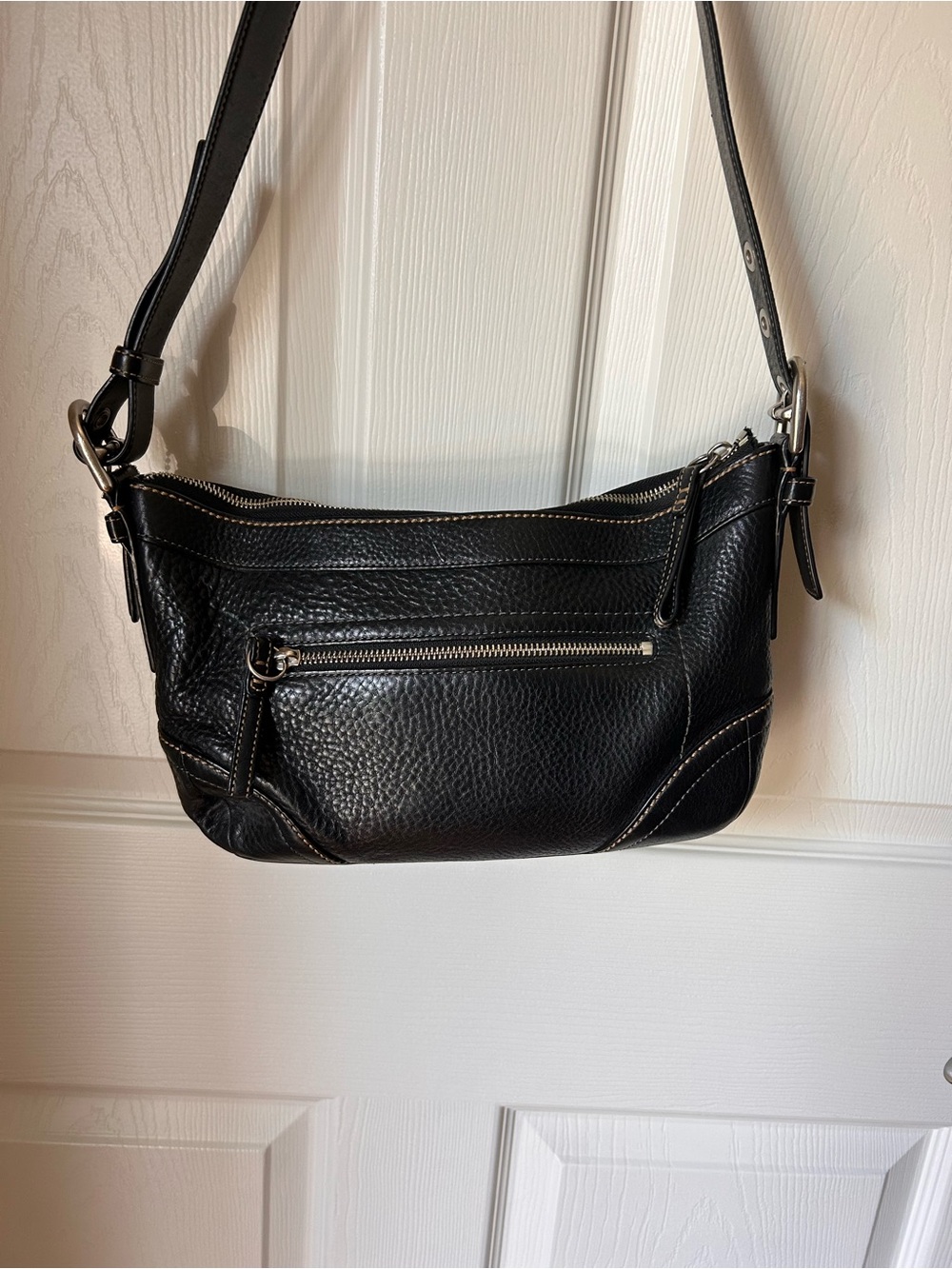 Coach Black Pebbled Leather Crossbody Shoulder Bag